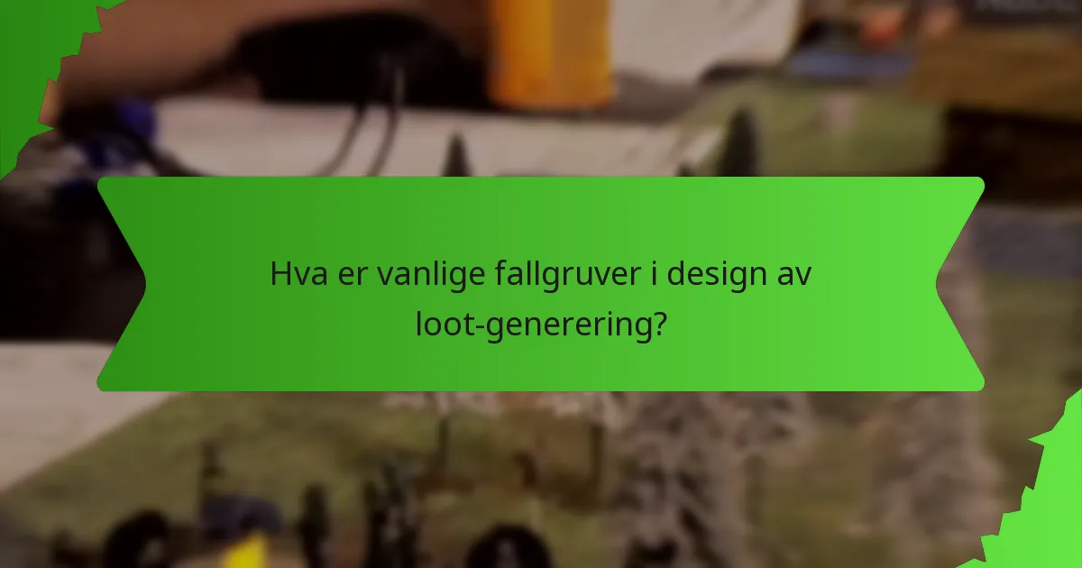 Hva er vanlige fallgruver i design av loot-generering?